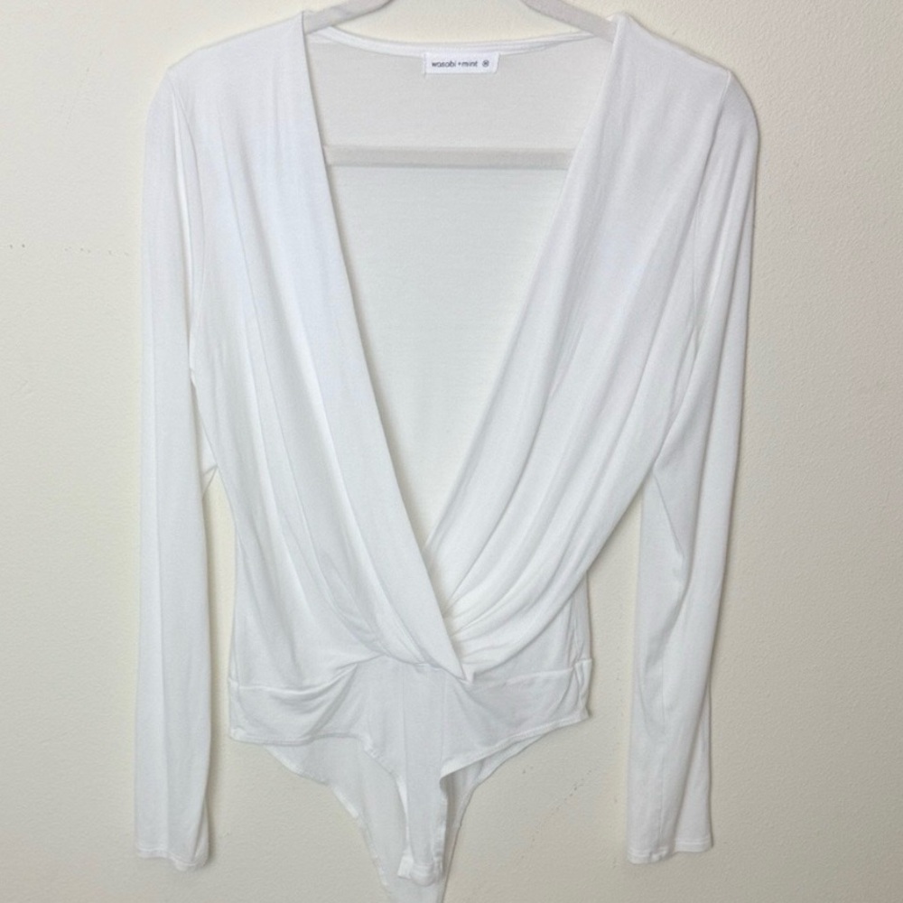 Wasabi + Mint White Draped Bodysuit